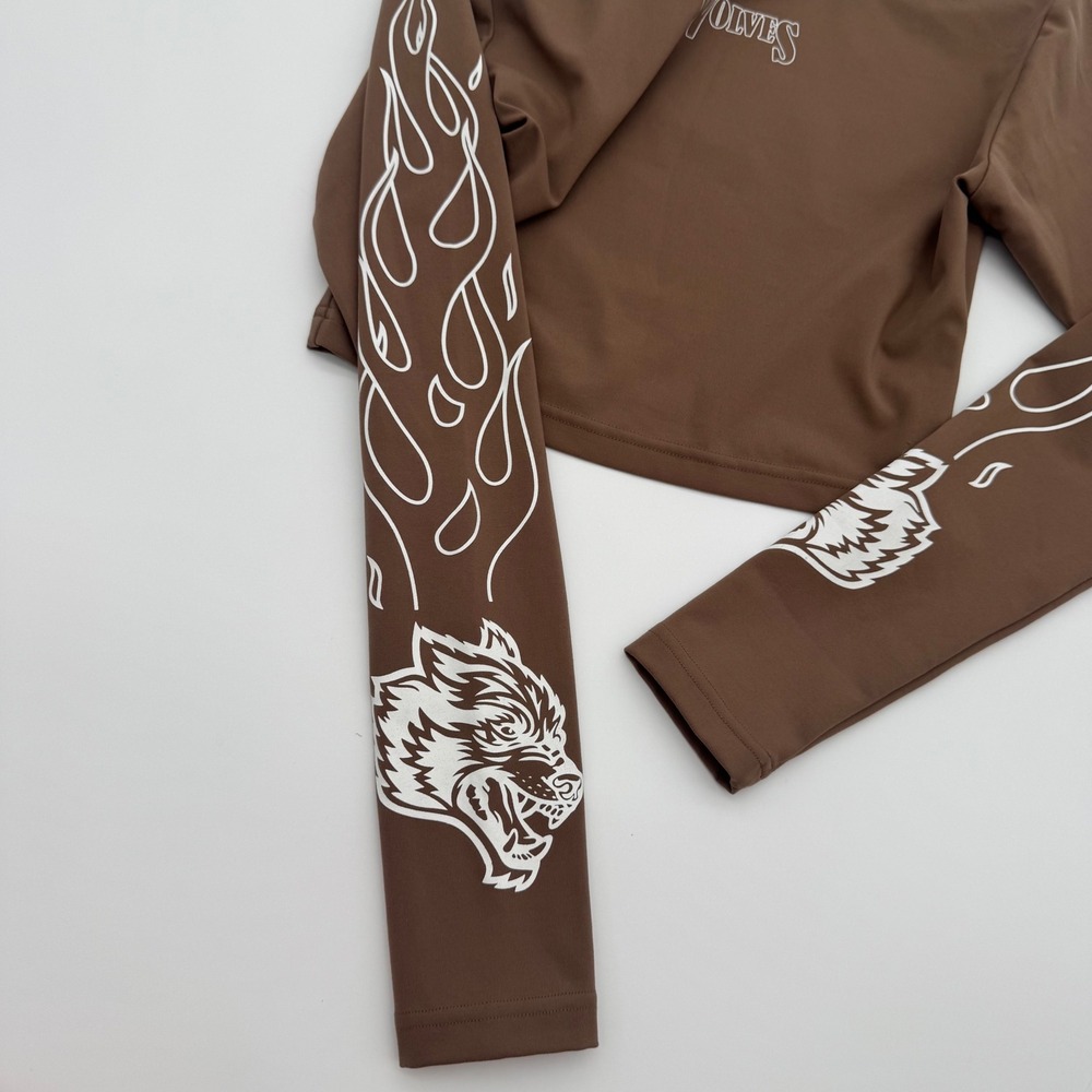 Darc Sport Wolves Brown Long Sleeve Limited Eternal Flame Gym Shirt She Small - Picture 3 of 8
